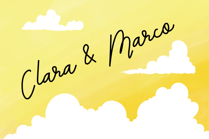 Overskyet par design vinyl tæppe med navn - TenStickers