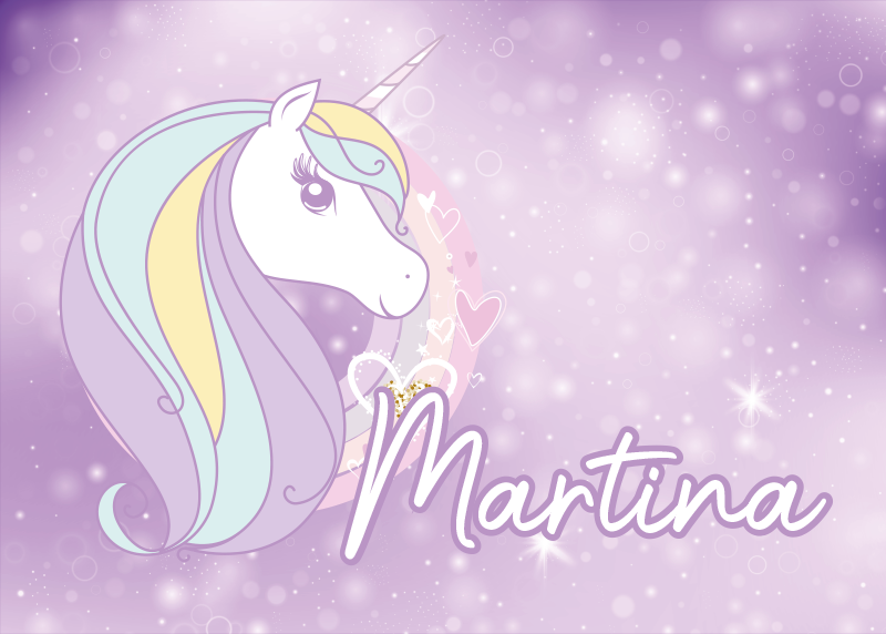 Vinyl tæppe med navn enhjørning drømmenes land - TenStickers