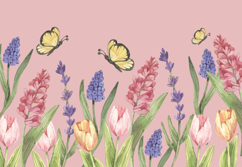 Botanisk have-emblem Blomster og planter vinyltæppe - TenStickers