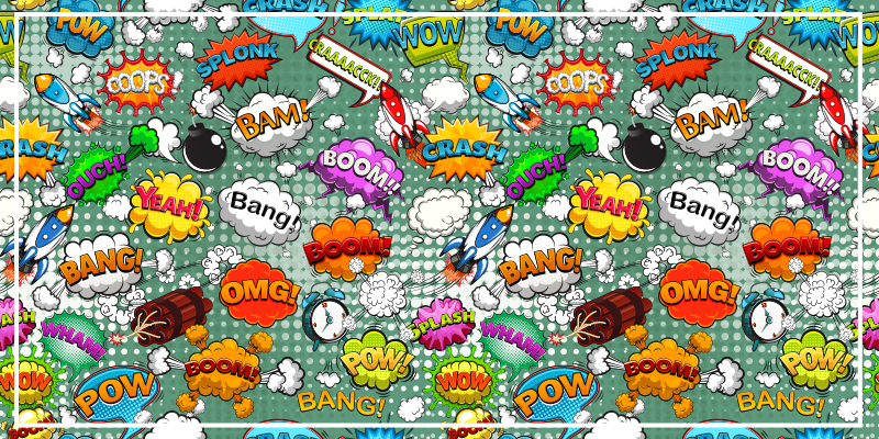 Komiske lydeffekter vinyl tæppe til teenagere - TenStickers