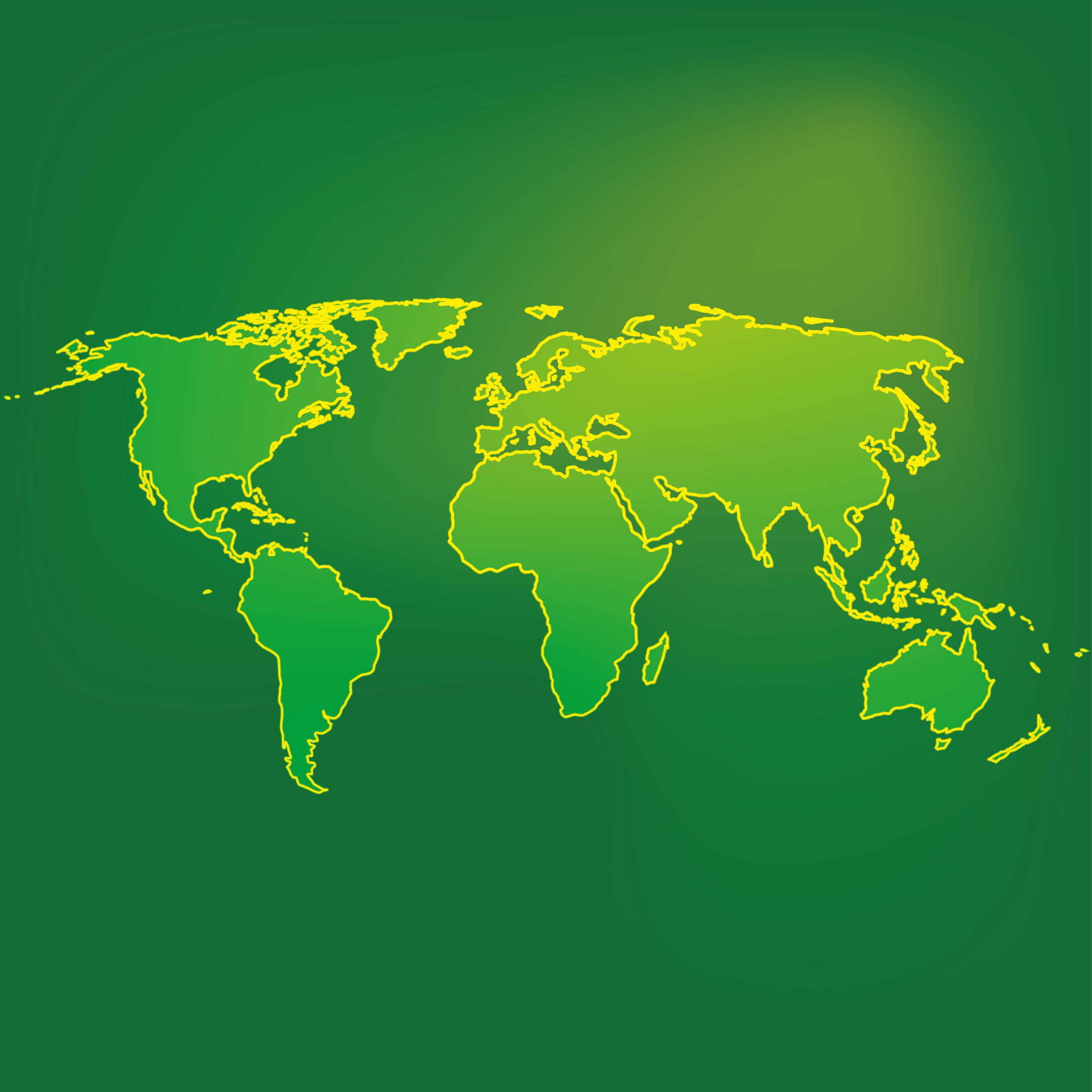 Grøn verden omrids verdenskort vinyl tæppe - TenStickers