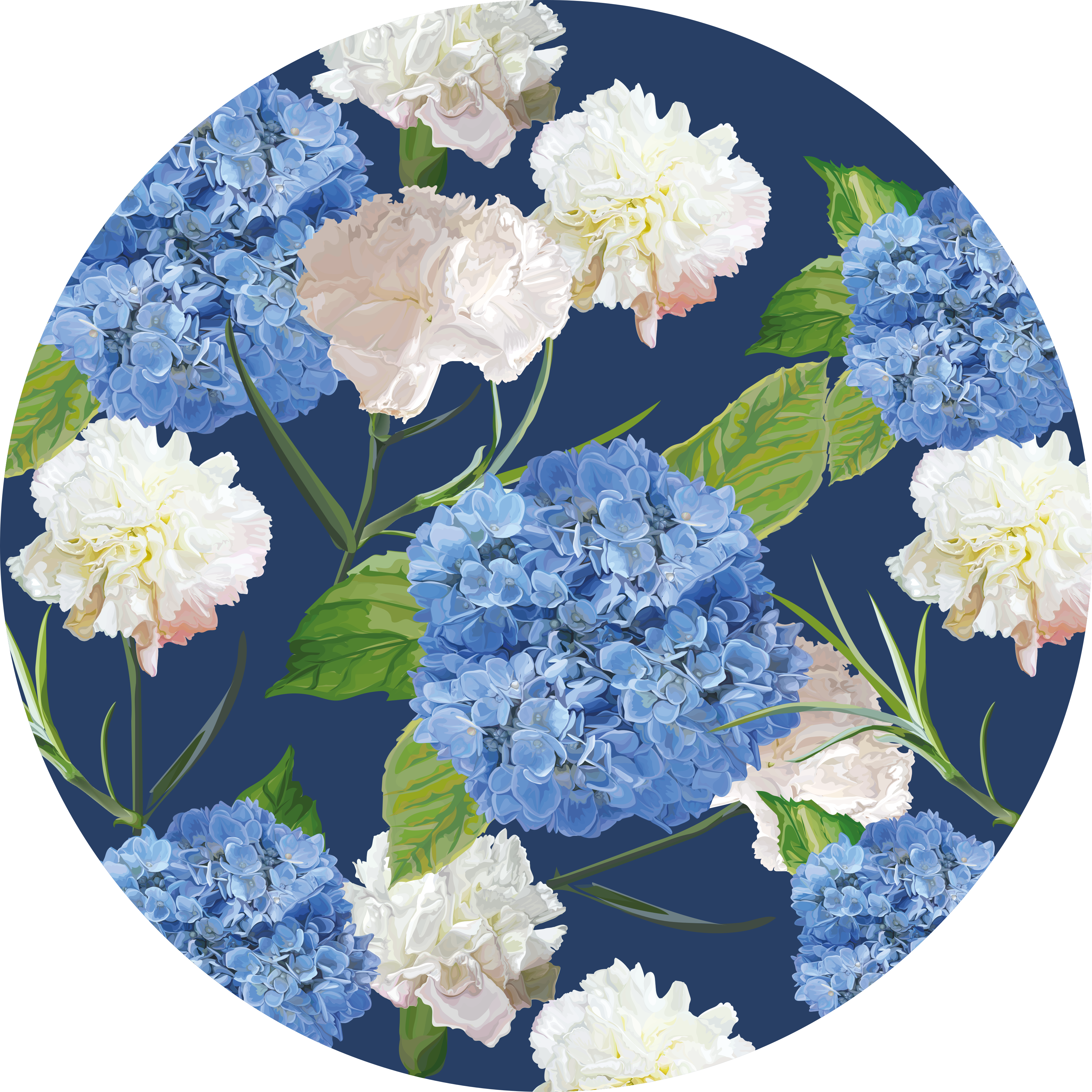 Hortensia mønster Blomster og planter vinyltæppe - TenStickers