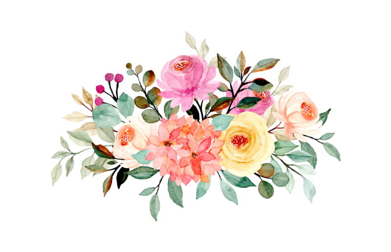 Tegnede blomster med maling blomstertæppe - TenStickers