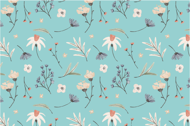 Blomstrende blomstermønstre Blomster og planter vinyltæppe - TenStickers