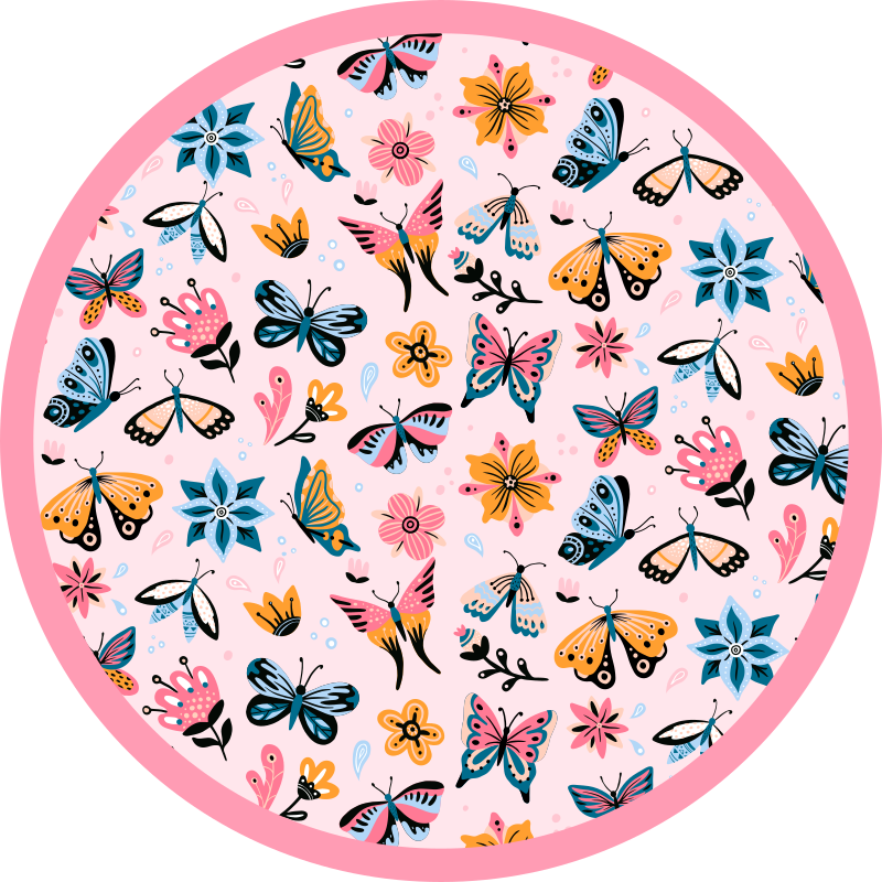 Sommerfugle og blomster børn natur vinyl tæppe - TenStickers