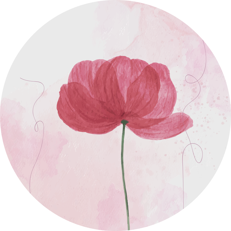 Akvarel valmue design Blomster og planter vinyltæppe - TenStickers