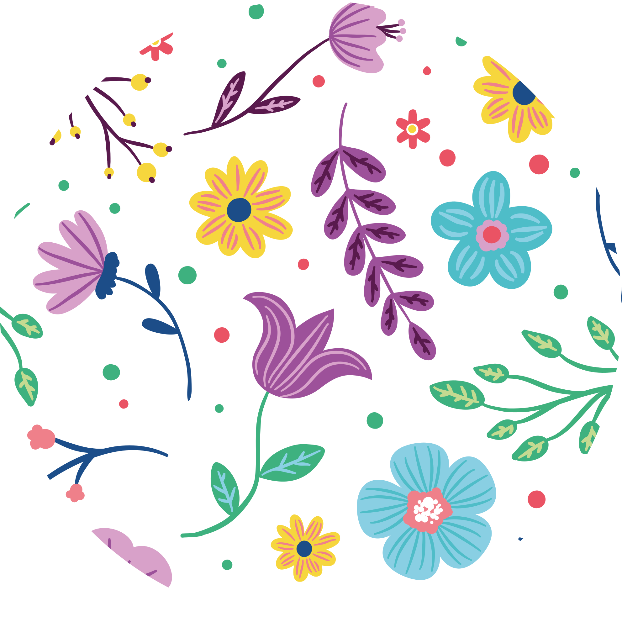 Livlig blomsterinspiration Blomster og planter vinyltæppe - TenStickers