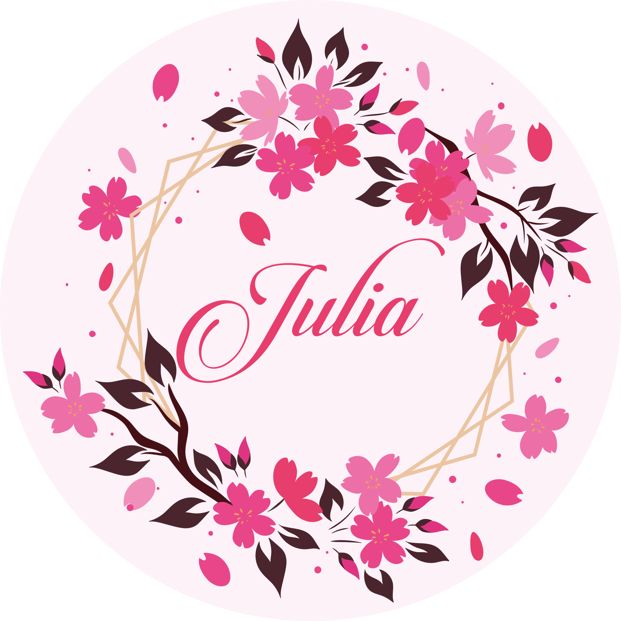 Botanisk krone med navn vinyltæppe til soveværelse - TenStickers