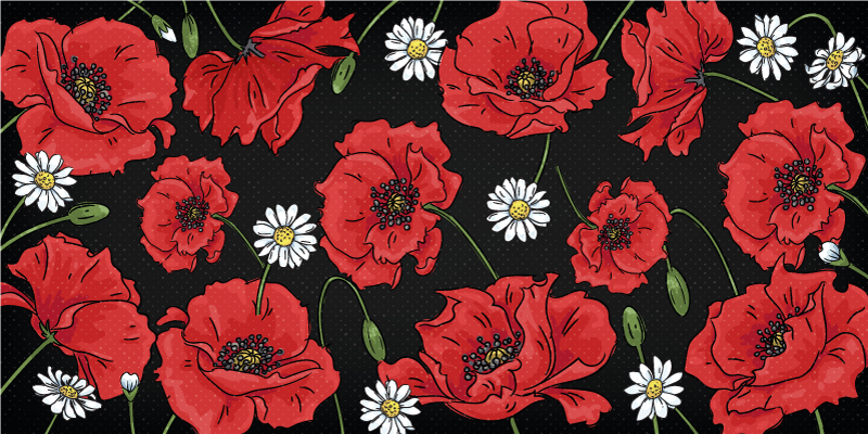 Levende blomsterillustration Blomster og planter vinyltæppe - TenStickers