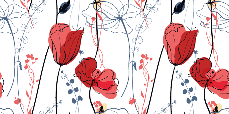 Karmosinrød blomst nåde Blomster og planter vinyltæppe - TenStickers