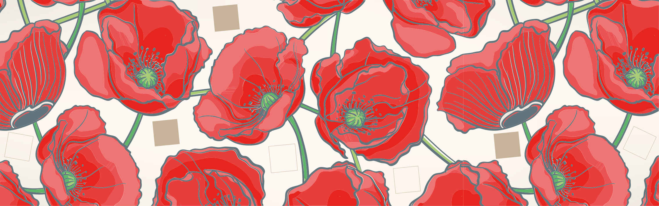 Crimson blossom-raffinement Blomster og planter vinyltæppe - TenStickers