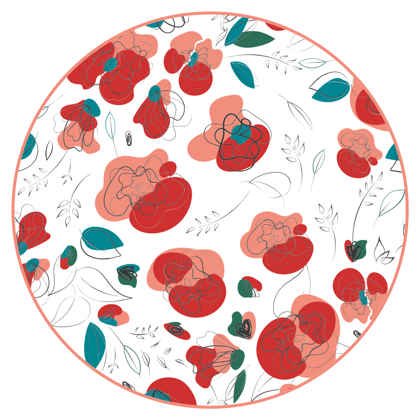 Blomstrende blomsterelement Blomster og planter vinyltæppe - TenStickers