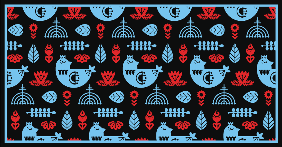 Farverige folkemønstre vinyltæpper med dyr - TenStickers