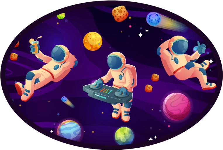 Design af astronautfest stjerne vinyl tæppe - TenStickers