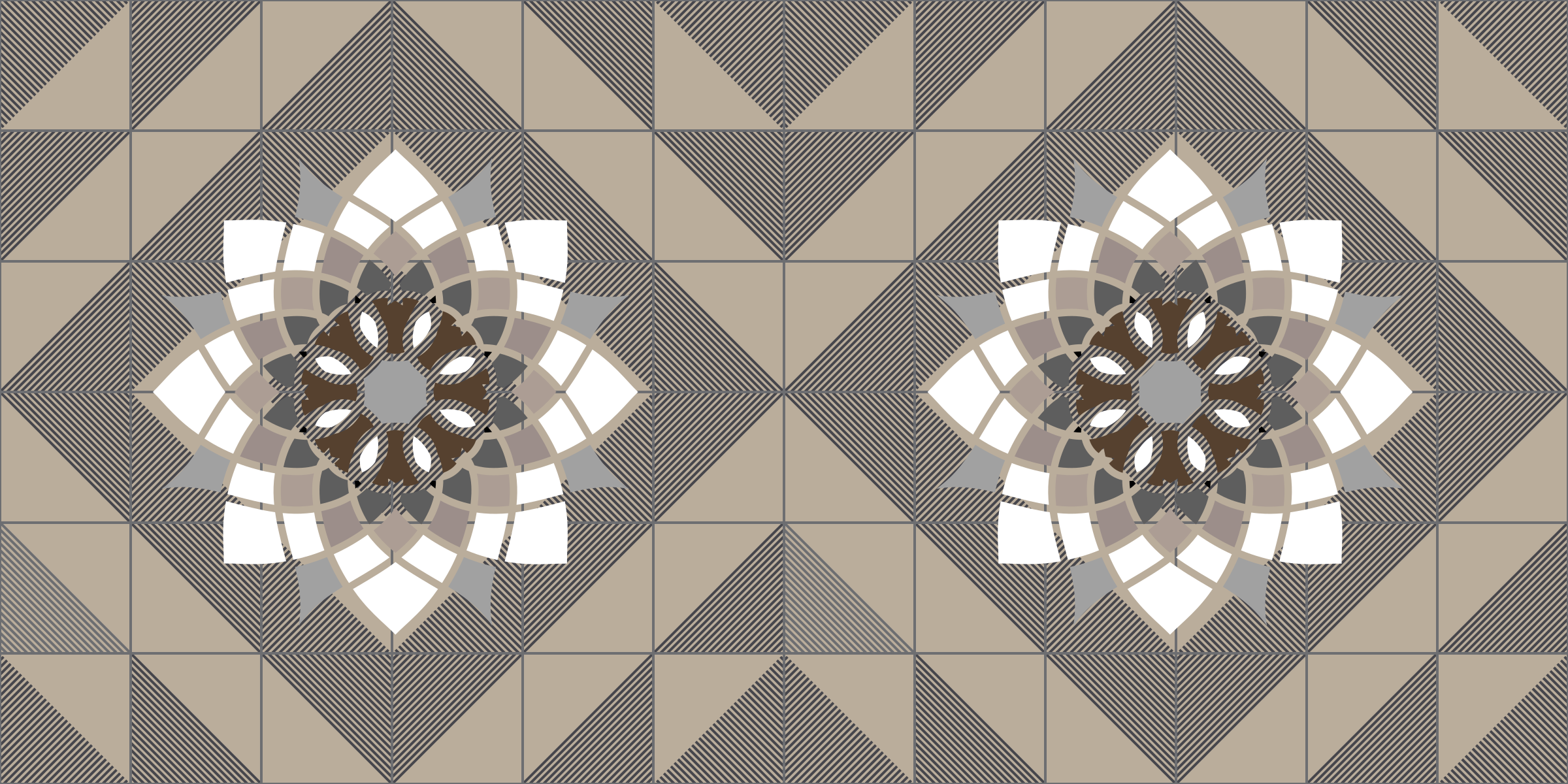 Geometrisk blomstermotiv mosaik vinyl tæppe - TenStickers