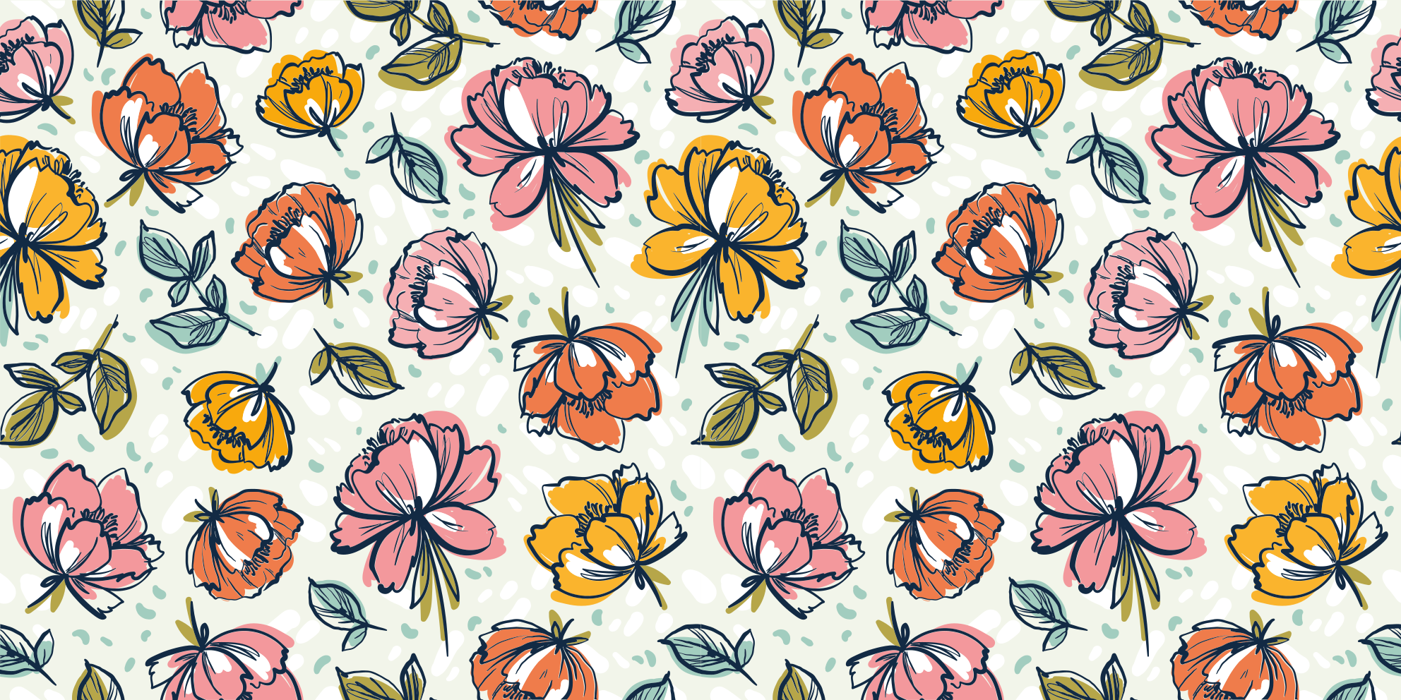 Blomstrende havedesign Blomster og planter vinyltæppe - TenStickers