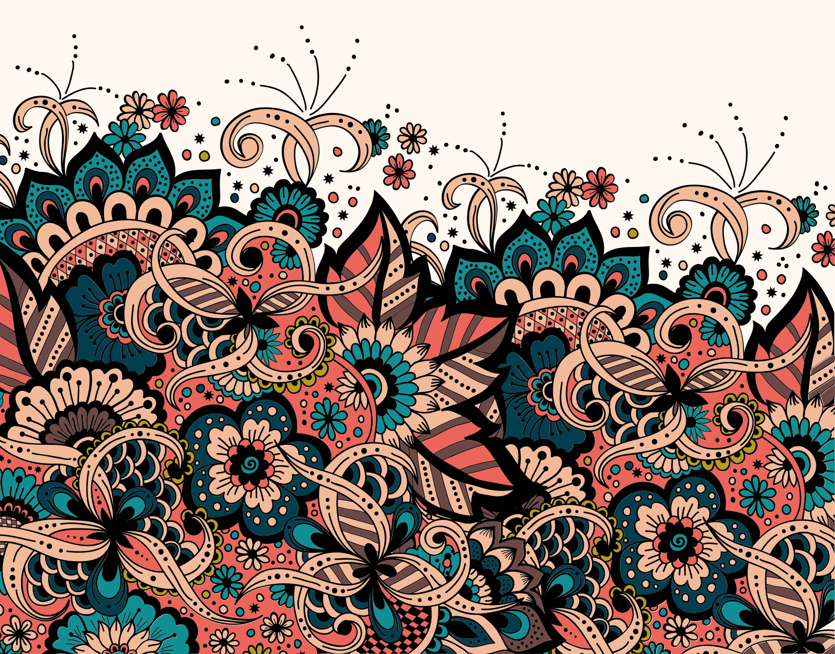 Ornament arabisk blomstermotiv blomstertæppe - TenStickers