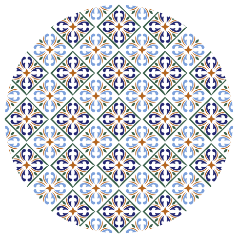 Geometriske blå nuancer vinyl tæppe med fliseeffekt - TenStickers