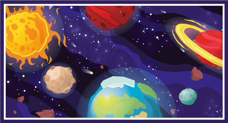 Kosmisk udforskningsscene stjerne vinyl tæppe - TenStickers