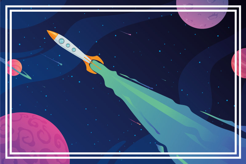 Rumskib i kredsløb stjerne vinyl tæppe - TenStickers