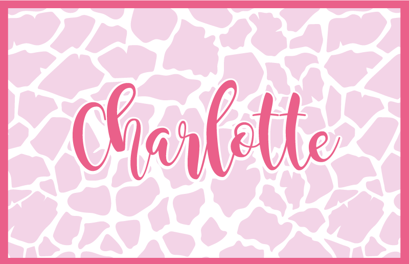 Pink ko design vinyl tæppe med navn - TenStickers