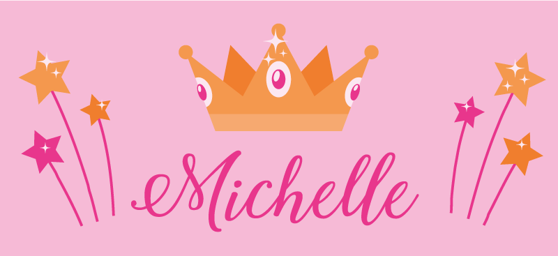 Tryllestave og krone med navn vinyl tæppe - TenStickers