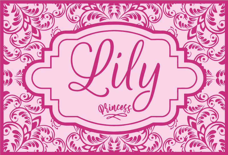 Prinsesse blomsterdesign vinyl tæppe med navn - TenStickers