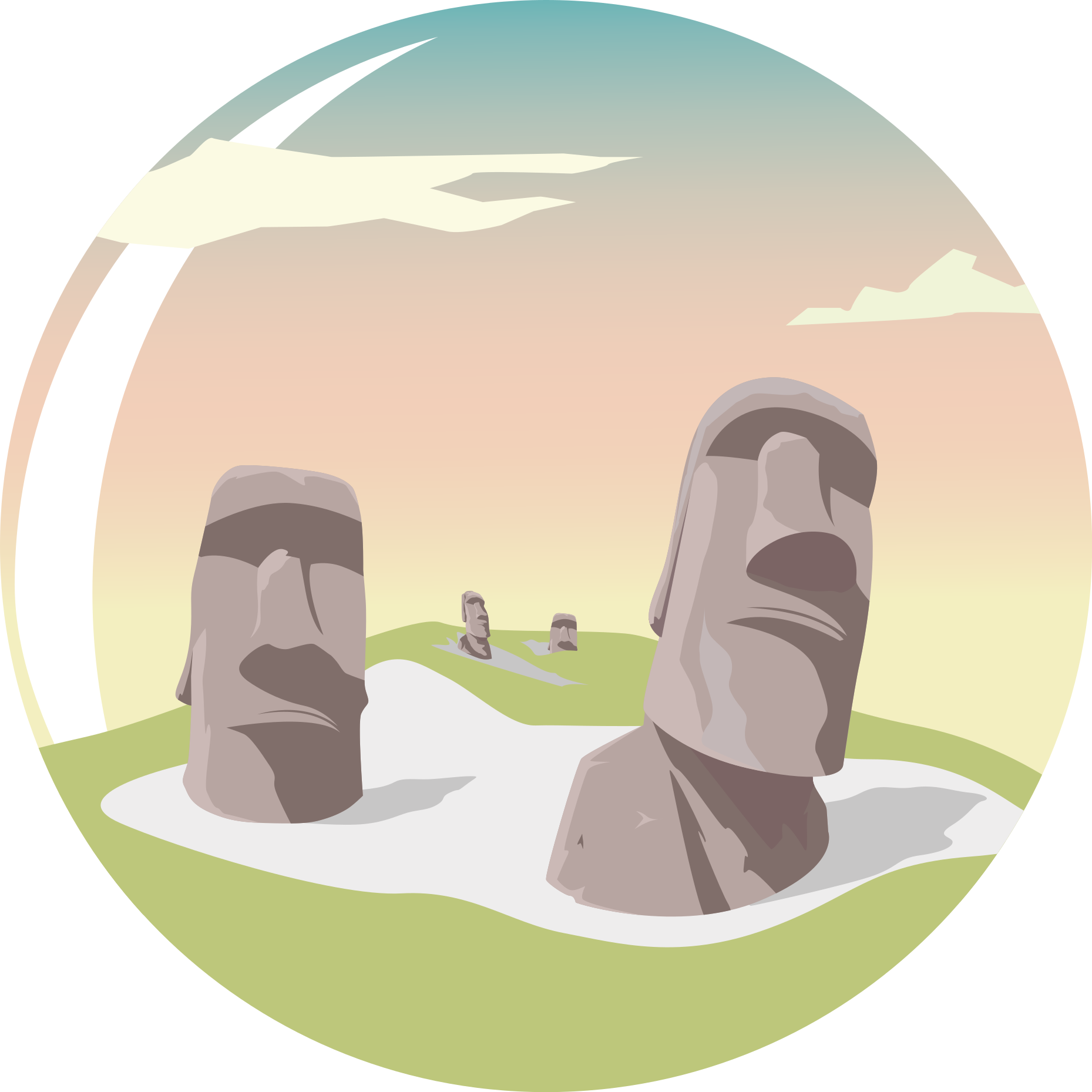 Moai sten silhuetter natur vinyl tæppe - TenStickers