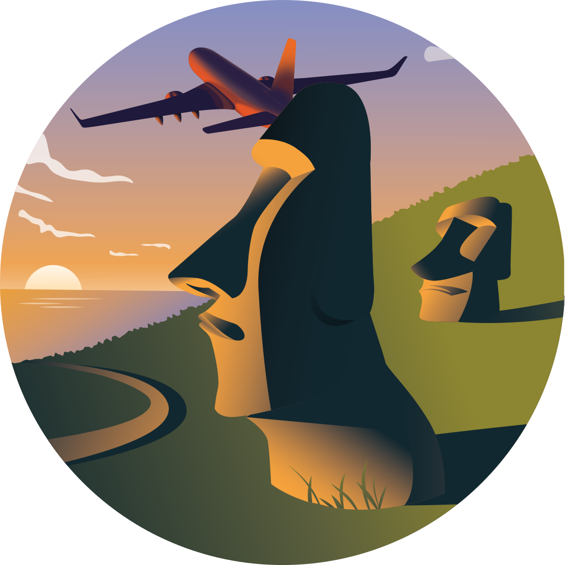 Påskeøen solnedgang rundt vinyltæppe - TenStickers