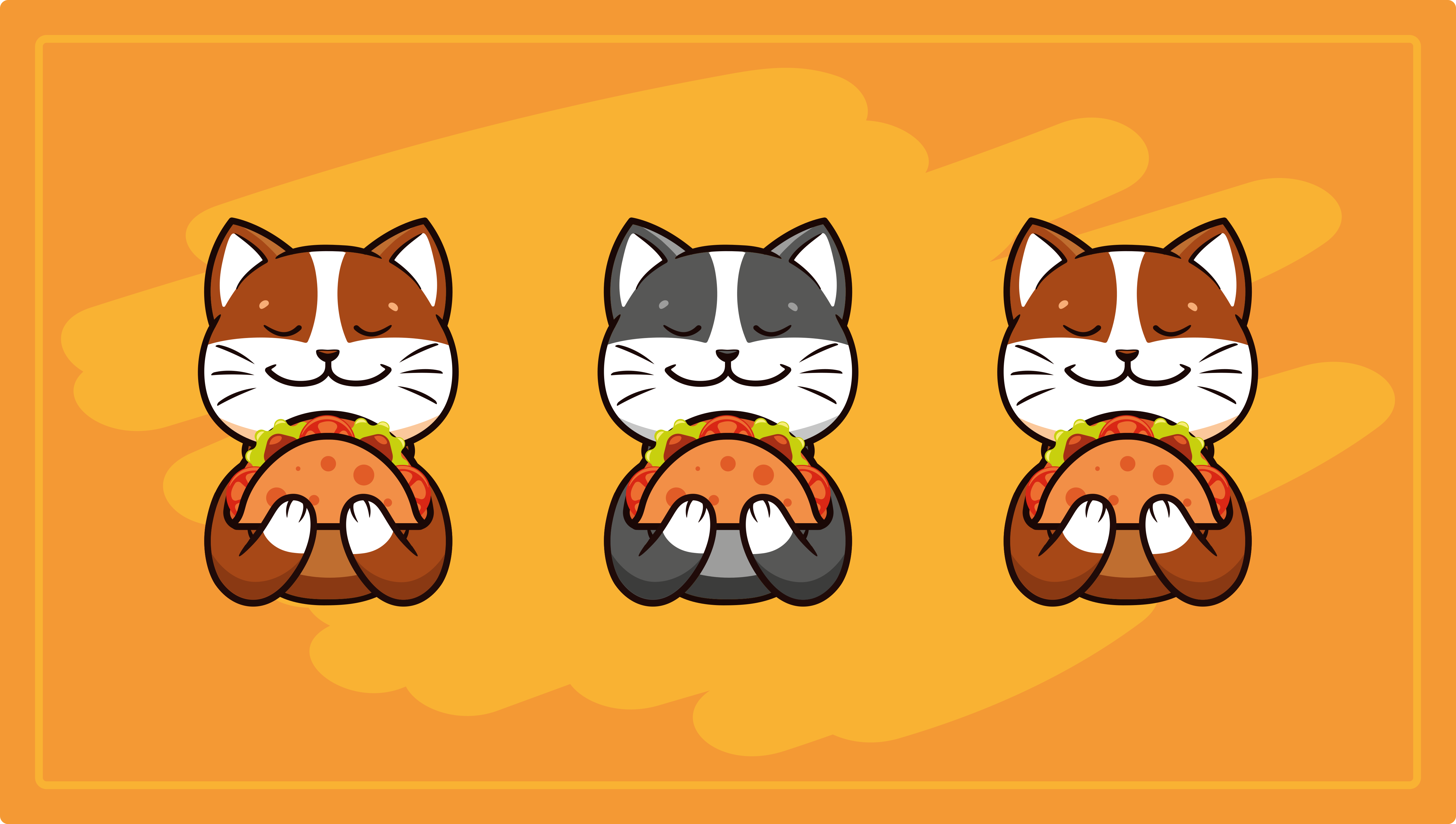 Glad kattetrio vinyl tæppe - TenStickers