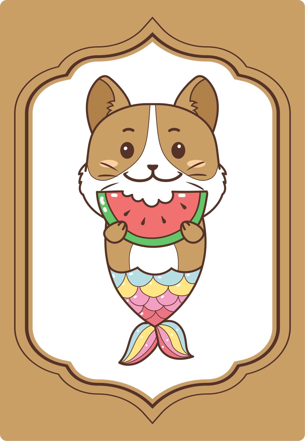 Sød havfruefigur vinyltæpper med dyr - TenStickers