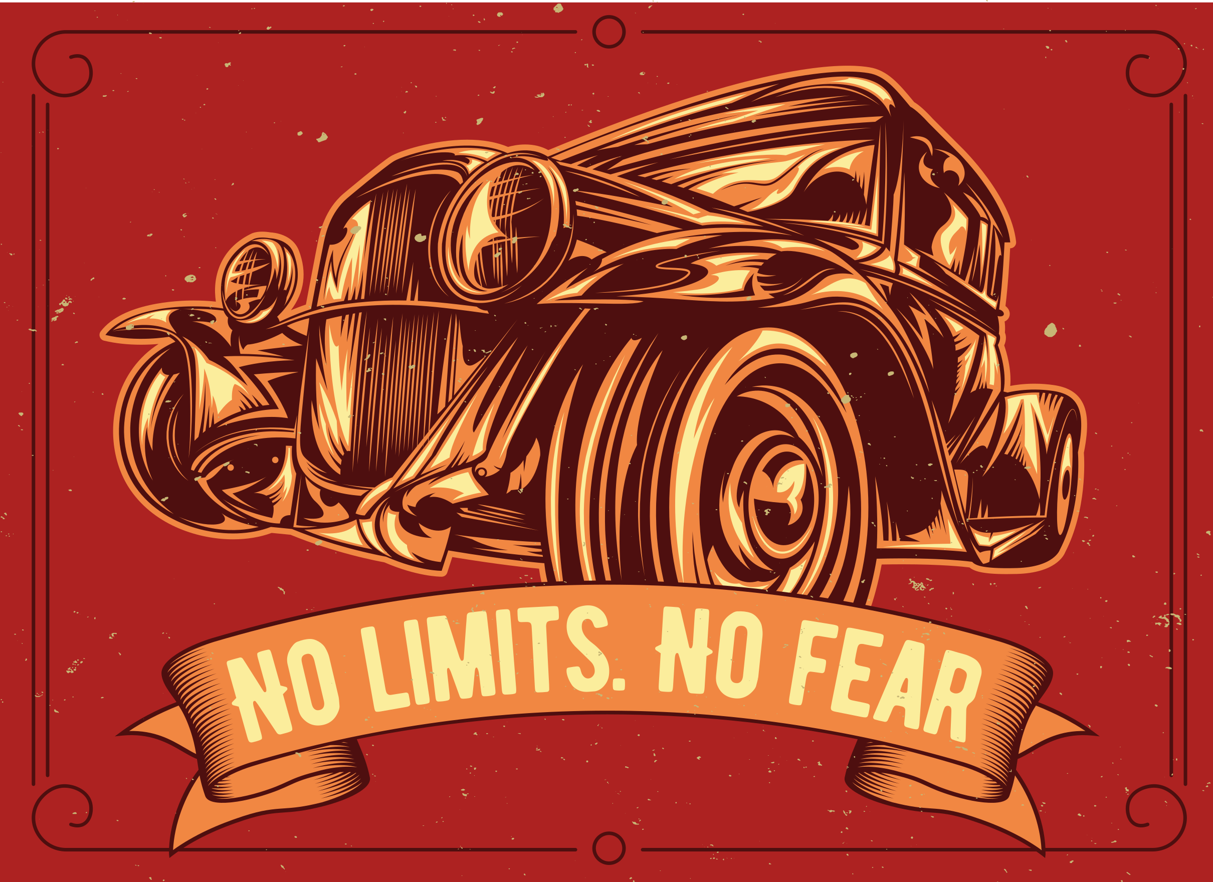 Klassisk bilillustration vinyl tæppe med sætninger - TenStickers