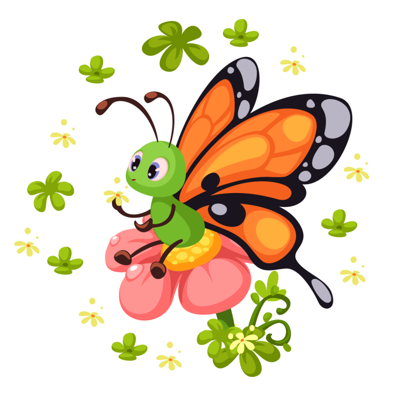 Sommerfugl sidder på en blomst dyr tæppe - TenStickers