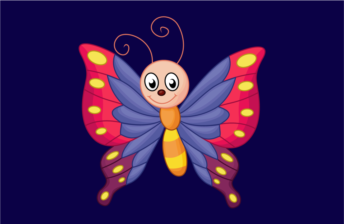 Glad sommerfugl der flyver tæppe til børneværelse - TenStickers