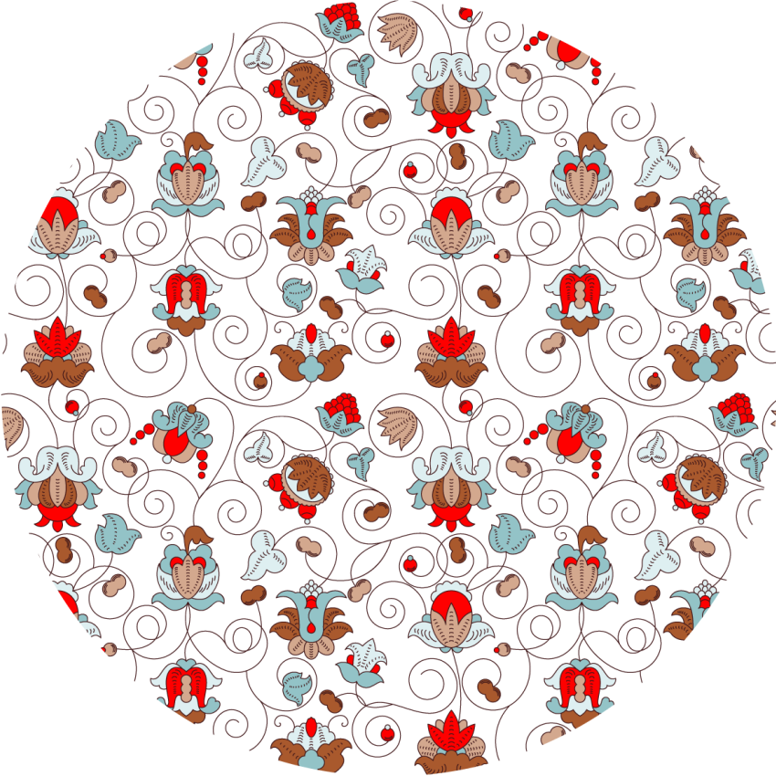 Blomster og planter vinyltæppe cirkulær botanisk spiral - TenStickers