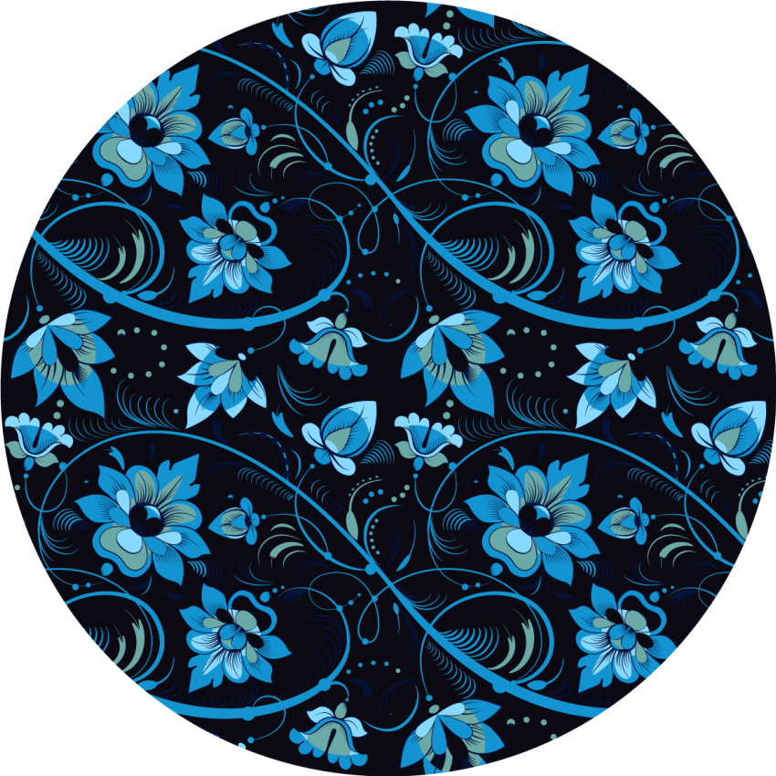 Blomstrende blåt mønster Blomster og planter vinyltæppe - TenStickers