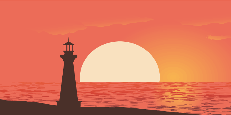 Udsigt til solnedgang ved kysten natur vinyl tæppe - TenStickers