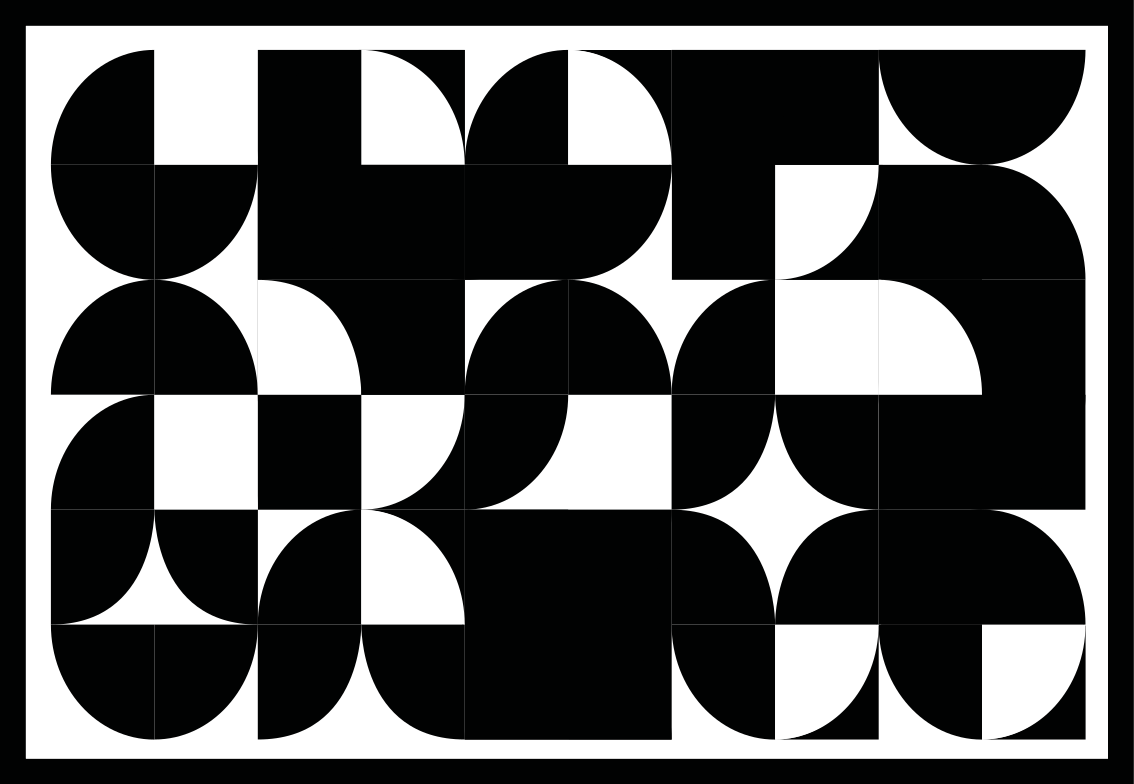 Buede sorte former geometriske vinyl tæppe - TenStickers