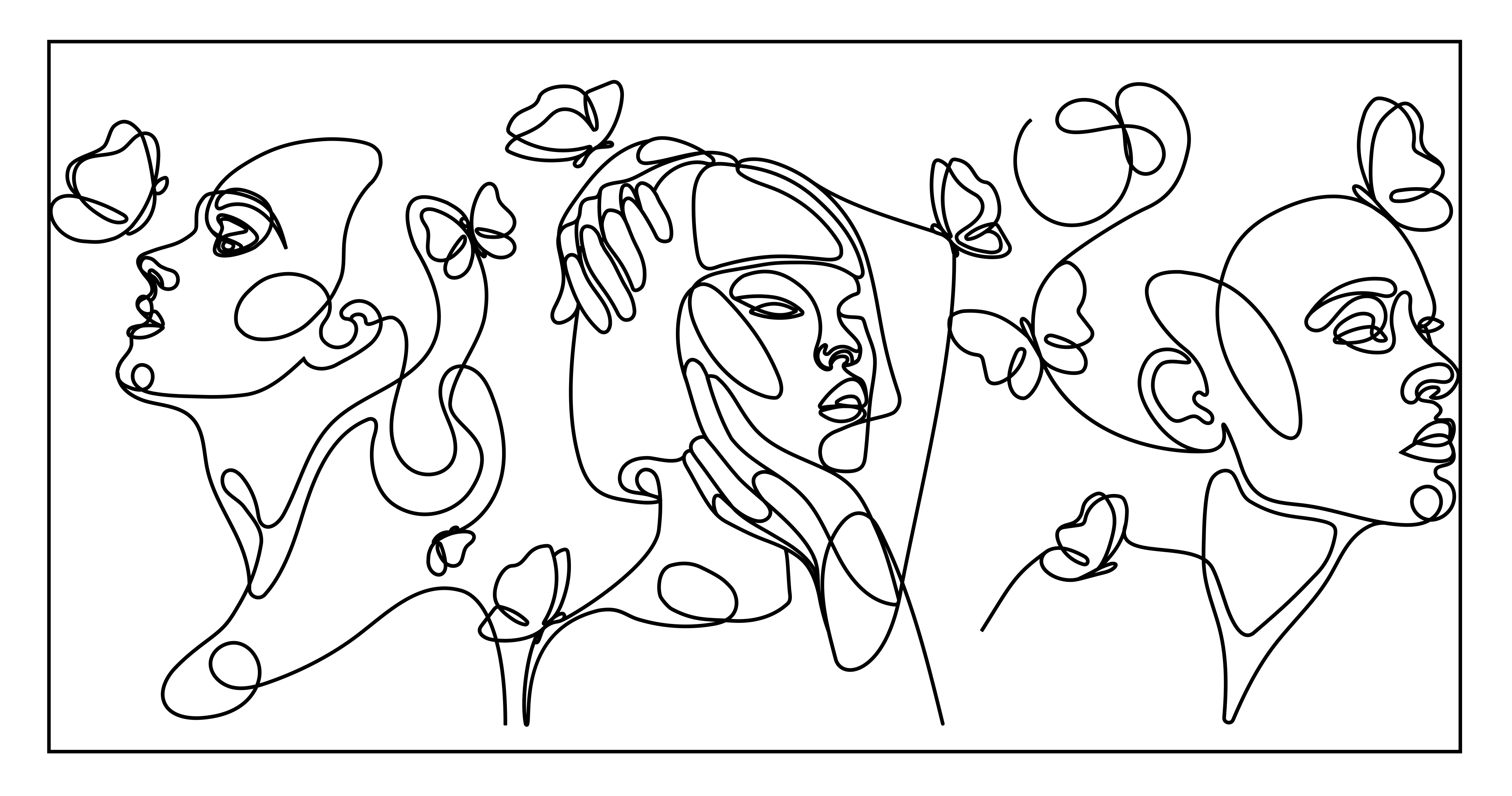 Outlime kunst ansigter moderne vinyl tæppe - TenStickers