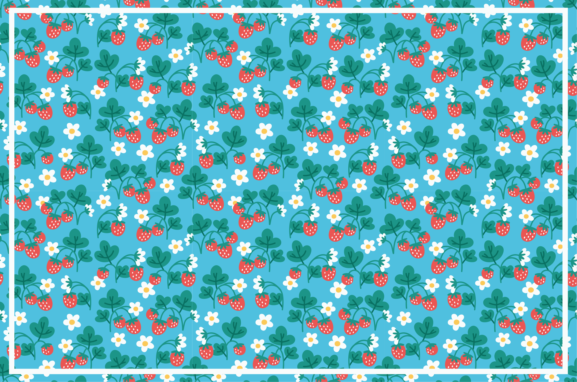 Jordbær blomster design køkken gulvfliser - TenStickers