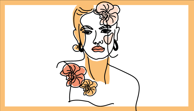 Stilfuldt blomsterportræt moderne vinyl tæppe - TenStickers