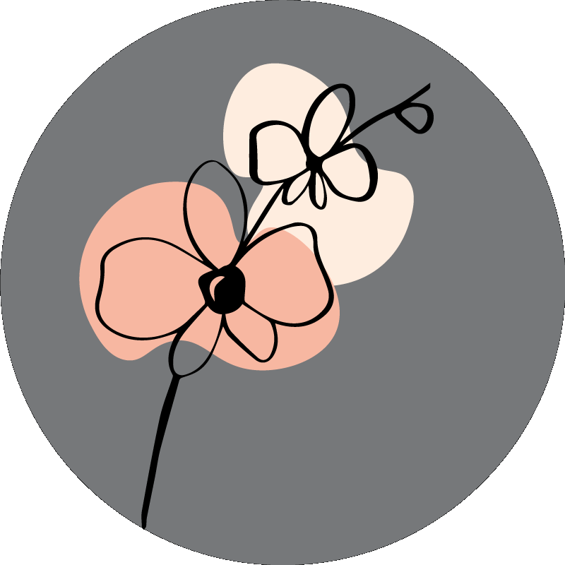 Blomster og planter vinyltæppe minimalistisk gråt design - TenStickers