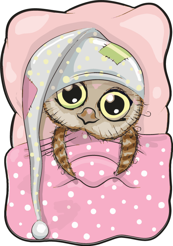 Sød baby ugle på seng soveværelse tæppe - TenStickers