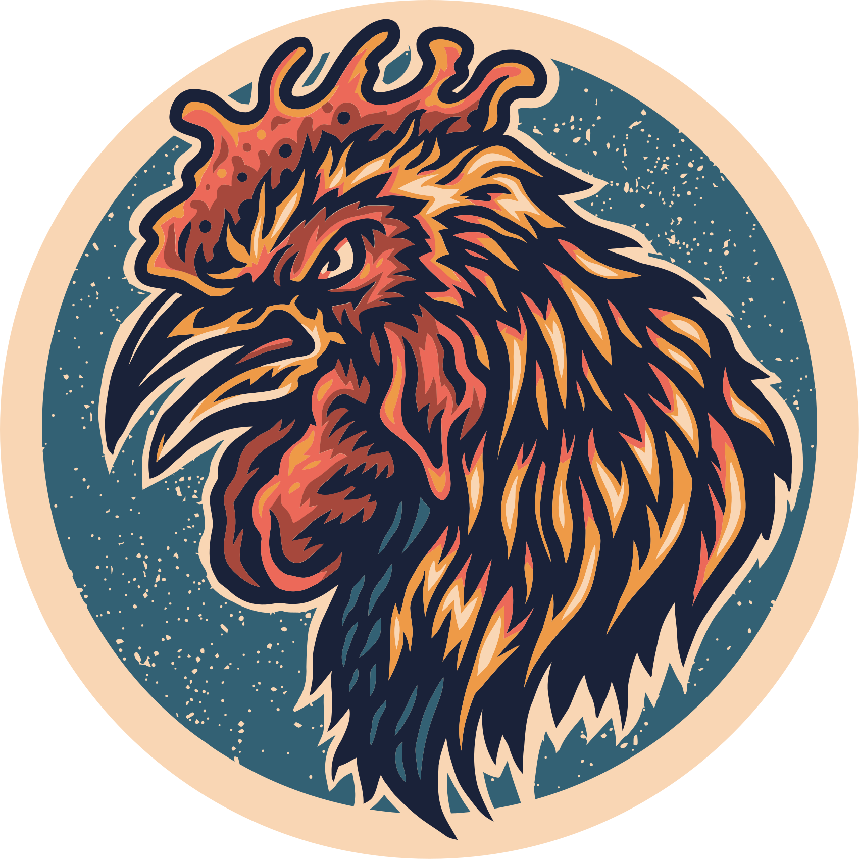 Hanehoved illustration vinyl tæppe til teenagere - TenStickers