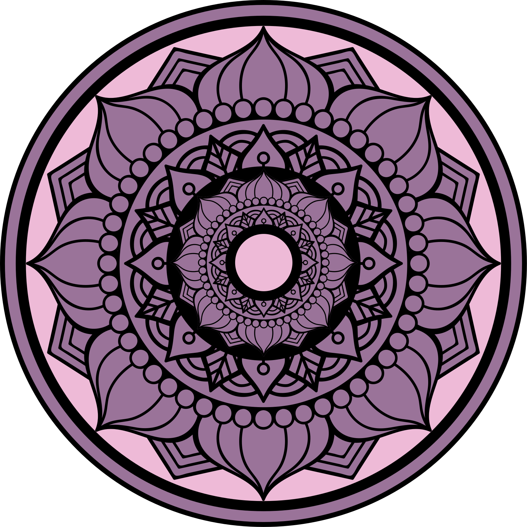 Cirkulært blomstermønster mandala vinyl tæppe - TenStickers