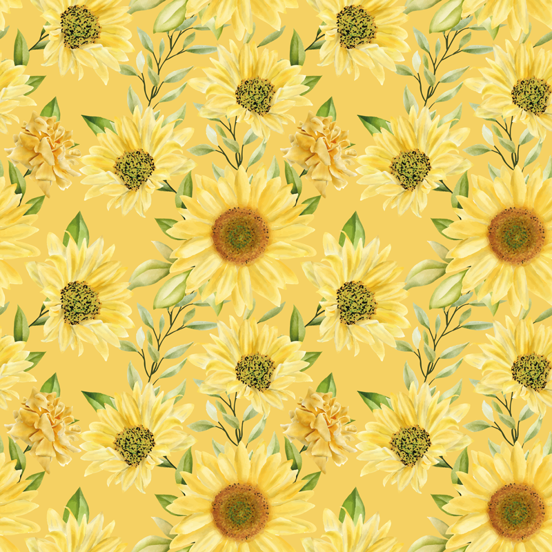 Solsikke-emblem Blomster og planter vinyltæppe - TenStickers
