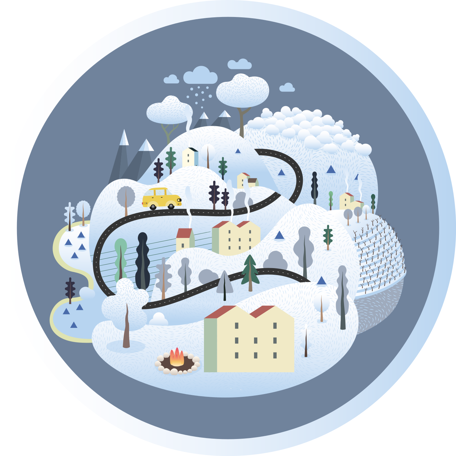 Finurlig landskabsrejse vej vinyl tæppe - TenStickers