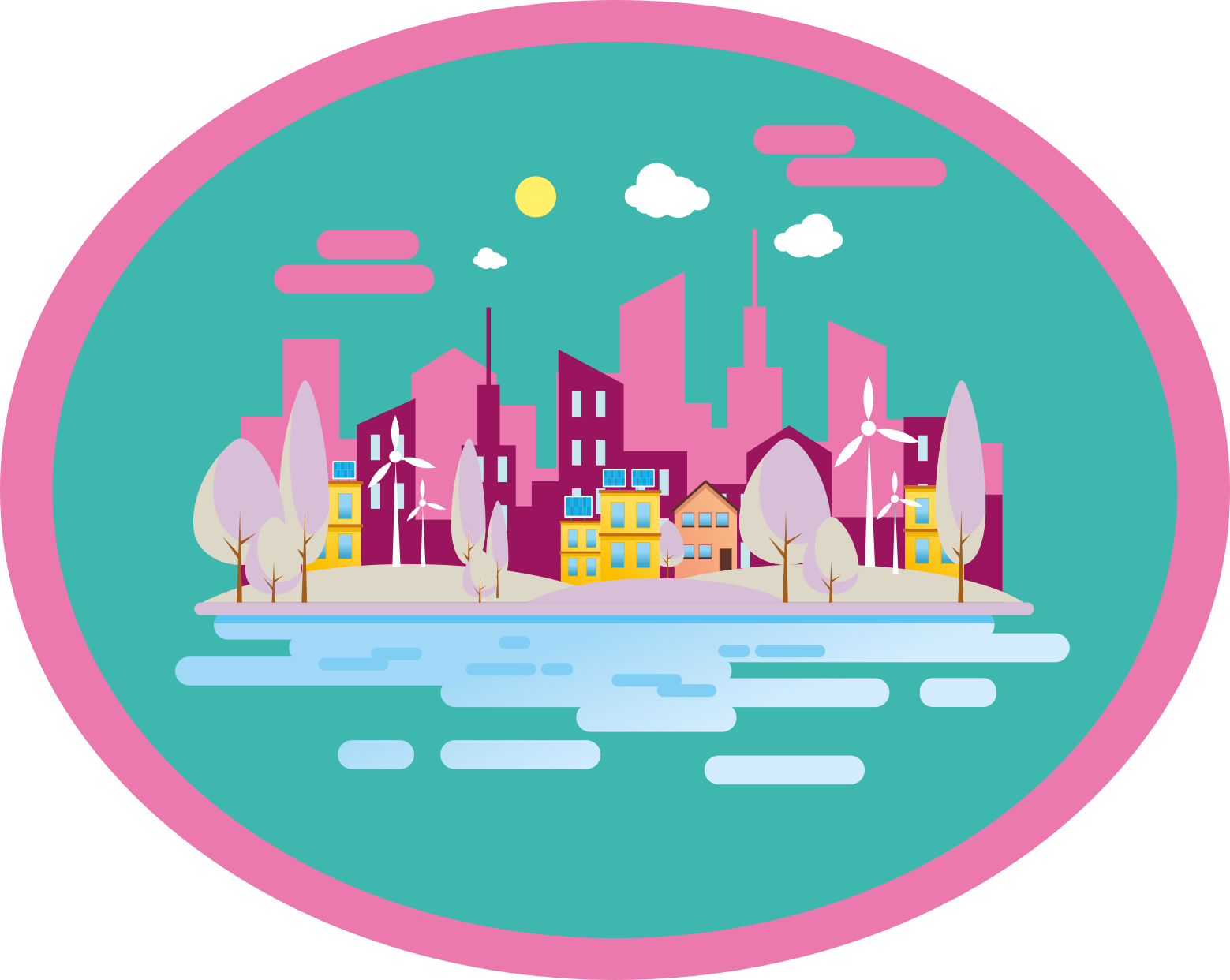 Farverigt bybillede vinyl tæppe - TenStickers