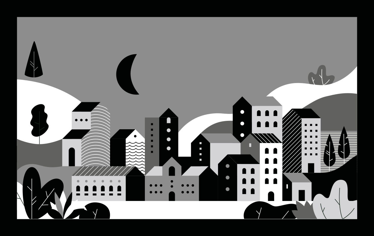 Bybillede sort og hvid moderne vinyl tæppe - TenStickers