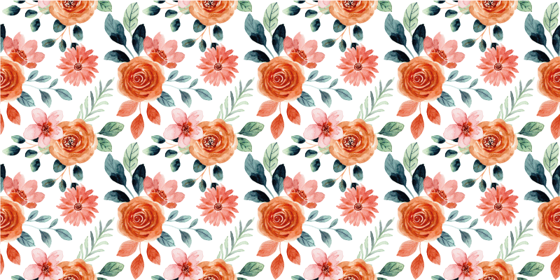 Dejligt botanisk motiv Blomster og planter vinyltæppe - TenStickers